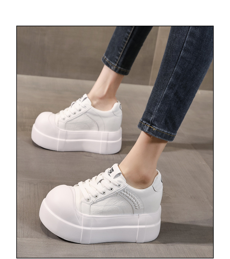 Giày sneaker nữ đế dày tăng chiều cao phong cách trắng basic — màu đen chi tiết 15