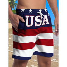 U 25963 American flag print beach shorts ��������ӡ��ɳ̲��
