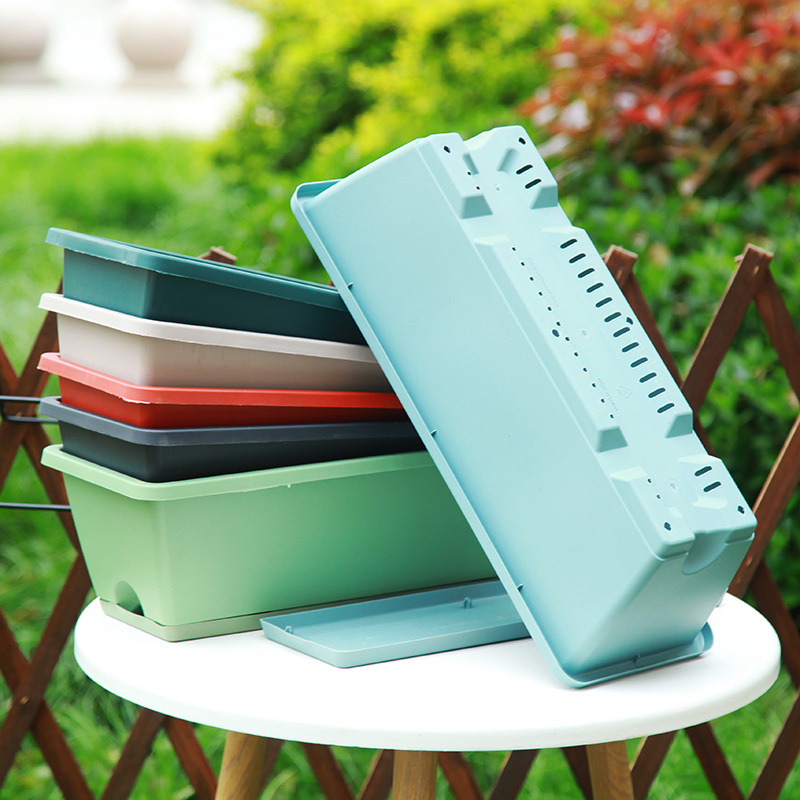 Nueva resina de plástico maceta balcón plantación de flores y verduras extra grande rectangular de plantación comedero horun plantación de maceta al por mayor