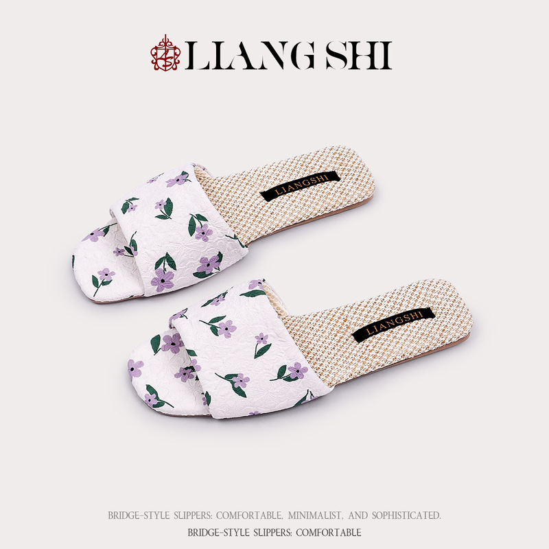 Liang's Summer Design French Elegant Country Style Floral Fabric Linen Slippers for Women, Lightweight and Non-Slip for Indoor Use Liang's Summer Design French Elegant Country Style Floral Fabric Linen Slippers for Women, Lightweight and Non-Slip for Indoor Use