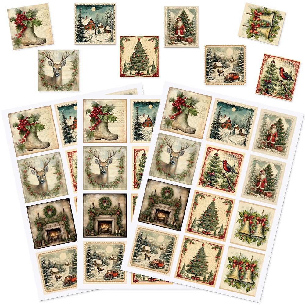 2024 fiesta de Navidad Decoración Retro pegatinas fiesta de navidad regalo decoración creativa pegatinas adhesivas