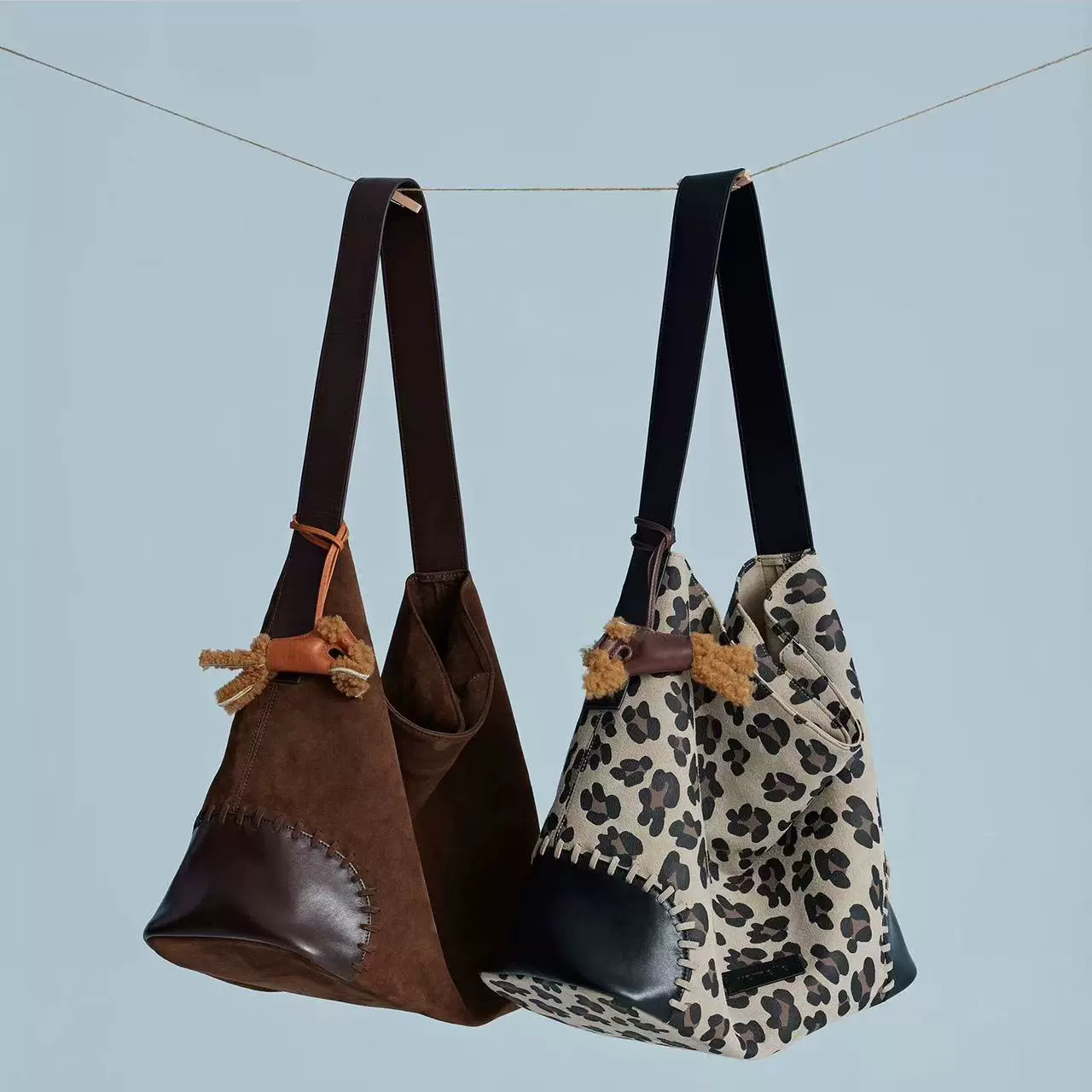 新款秋冬原创小鹿包托特包大容量通勤水桶包百搭单肩hobo女包