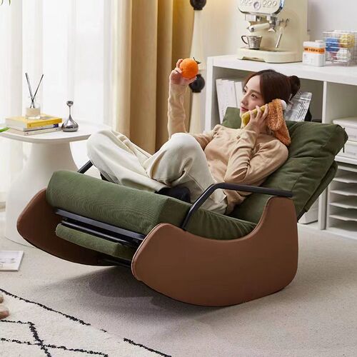Rocking chair with adjustable adult leisure comfort lazy sofa balcony living room high-end single sofa, can lie down and sit