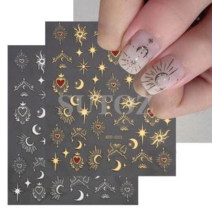 nail Art Hot Flat Evening 3d Sticker Stereo Bronzing Brilliant Sun Moon Star Mount Adhesive nail Sticker