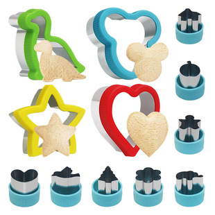Cross-border stainless steel cartoon sandwich cutting mold suit dinosaur sandwich bread mold household diy baking tool