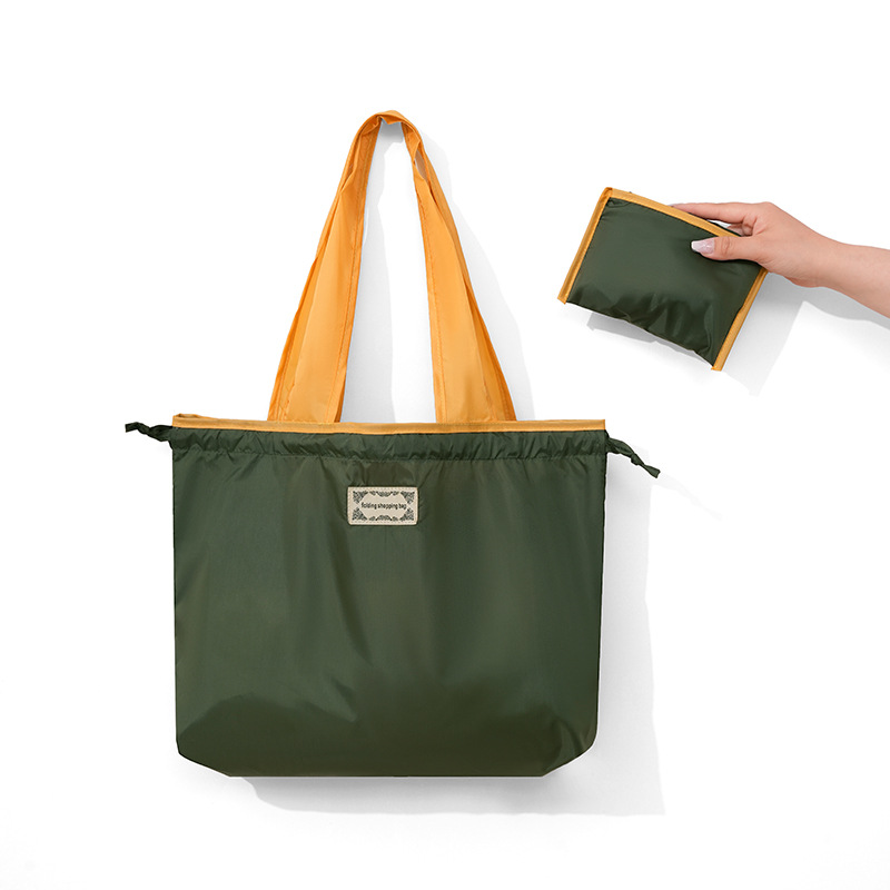 Runhui nueva bolsa de compras plegable de color en contraste bolsa de compras de supermercado bolso de hombro para mujer de gran capacidad bolso de compras