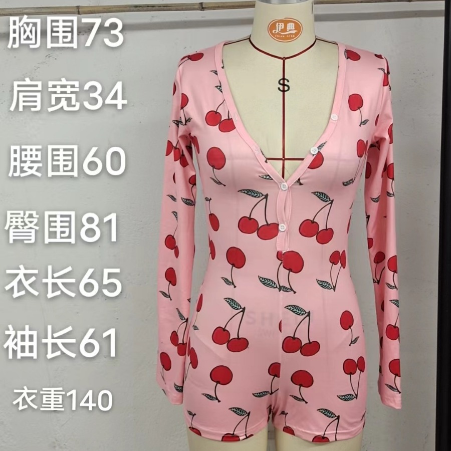 Amazon estación independiente primavera y verano nuevos productos de ropa de mujer europeas y estadounidenses transfronterizas impresión de cuerpo completo manga larga ropa interior humor junk