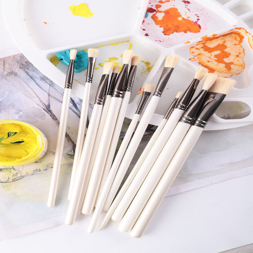 Wholesale acrylic paint brushes, wool watercolor brushes, flat paint brushes, large size daubing brushes, student painting set, beginner brushes