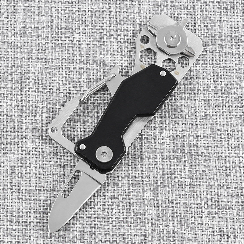 户外多功能登山扣开瓶器 便携高硬度EDC迷你口袋折叠小刀工具卡