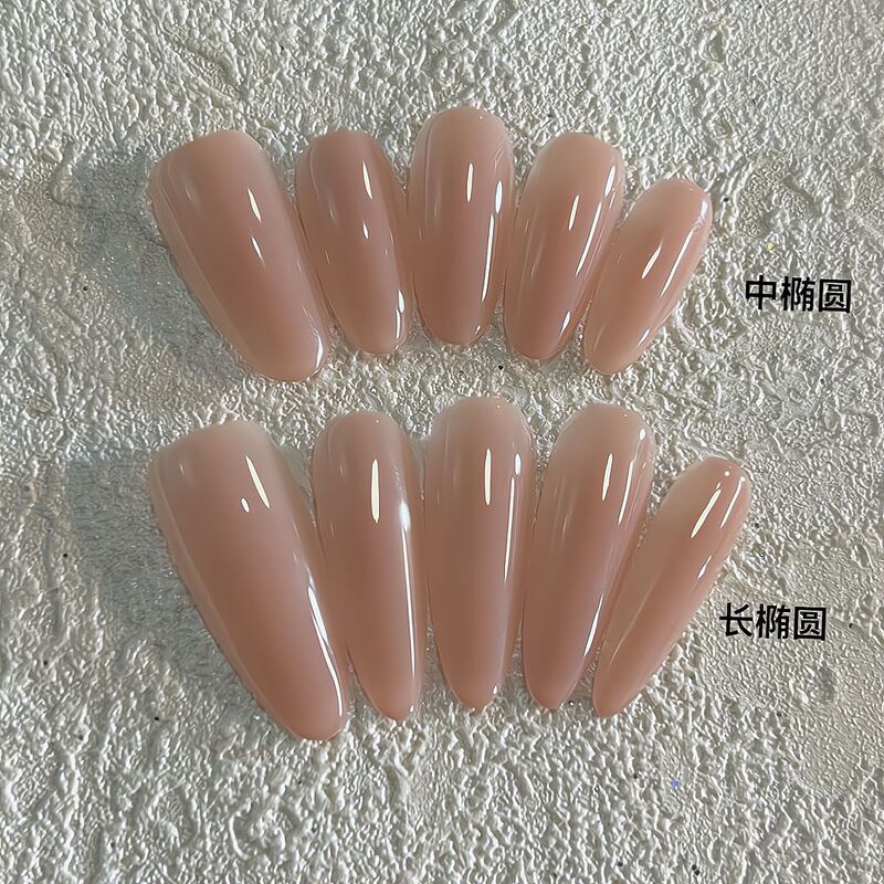 Pure handmade wholesale nail art Huan Huan wearing a long nude color Ganlu temple pure want wind clear white fake nails