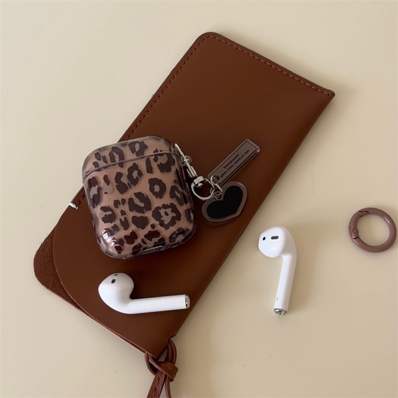 秋色のブラウンレオパード柄 Apple AirPods 第4世代/Pro 第3世代用保護ケース イヤホンシェル 2025年新作 ワイヤレス2|undefined