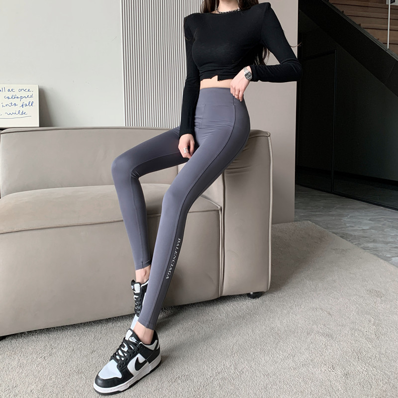 鲨鱼裤女外穿打底裤字母拼接夏季薄款修身高腰提臀收腹瑜伽芭比裤