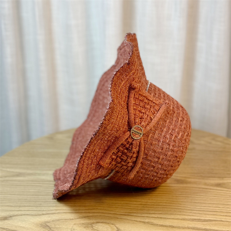 Women's Straw Hat With Ruffle Edge And Bow For Summer Sunshade_voghion.com