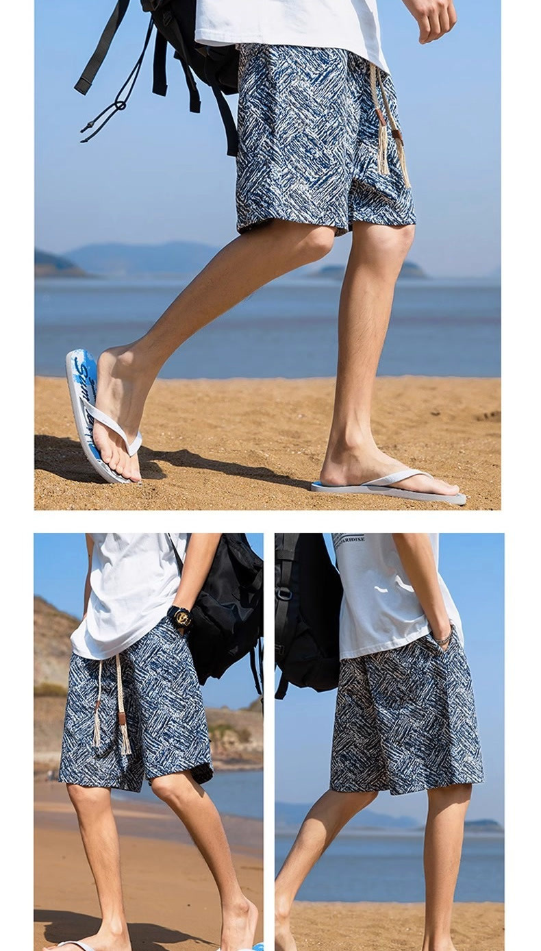 Unisex Summer Beach Shorts Textured Straight Leg Quick Drying Casual Mid Length Loose Fit For Home Or Sports_viptrois.com