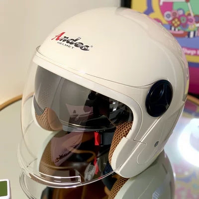 New Universal Electric Vehicle Helmet, Half Helmet for Electric Bikes, Autumn and Winter Thermal Protection for Men and Women, All-Season Motorcycle Safety Helmet (Motosiklet kaskı (dəbilqə)) - off-white-hd-anti-fog-dual-mirror-model-new-national-standard-class-a-one-size-fits-all-55-60cm