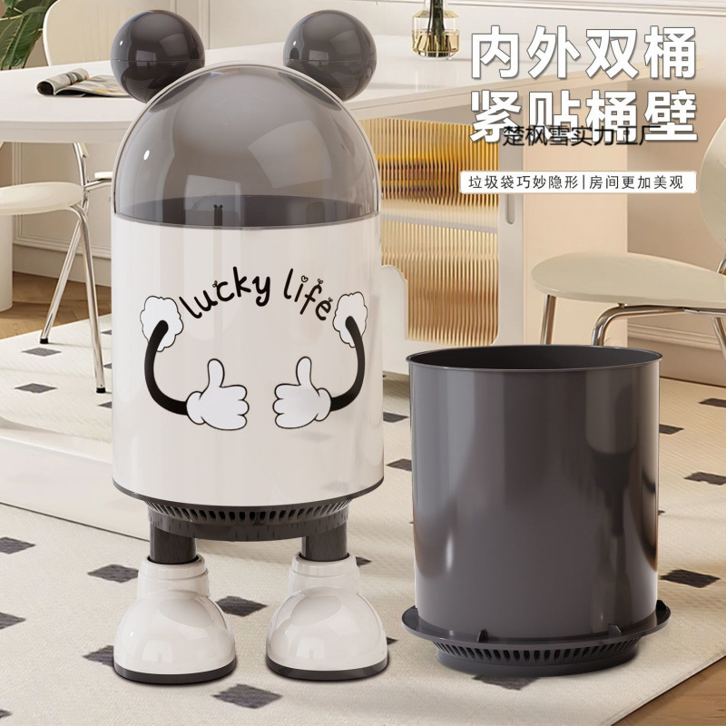 ゴミ箱、家庭用リビングルーム、軽い高級感、高級感、見栄えの良い、大型、大容量、蓋付きバスルームペーパーバスケット|undefined