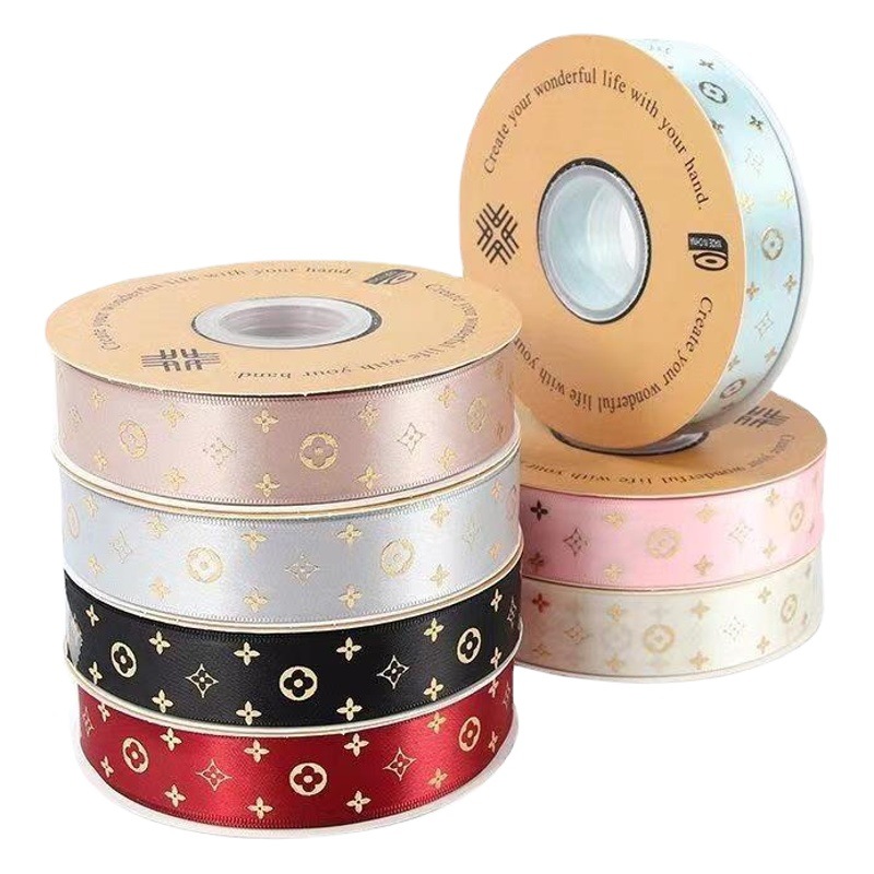 Cinta de poliéster dorado Louis trébol flor pastel ramo caja de regalo embalaje cinta postre cinta