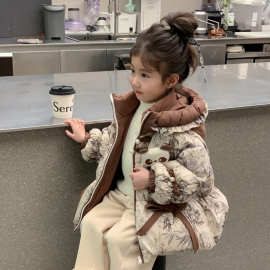 女童羽绒服冬季2025新款儿童中式国风盘扣加厚保暖白鸭绒面包服潮