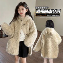 女童皮草外套仿滩羊毛冬季宝宝泰迪羊羔毛大衣中长款洋气儿童外套