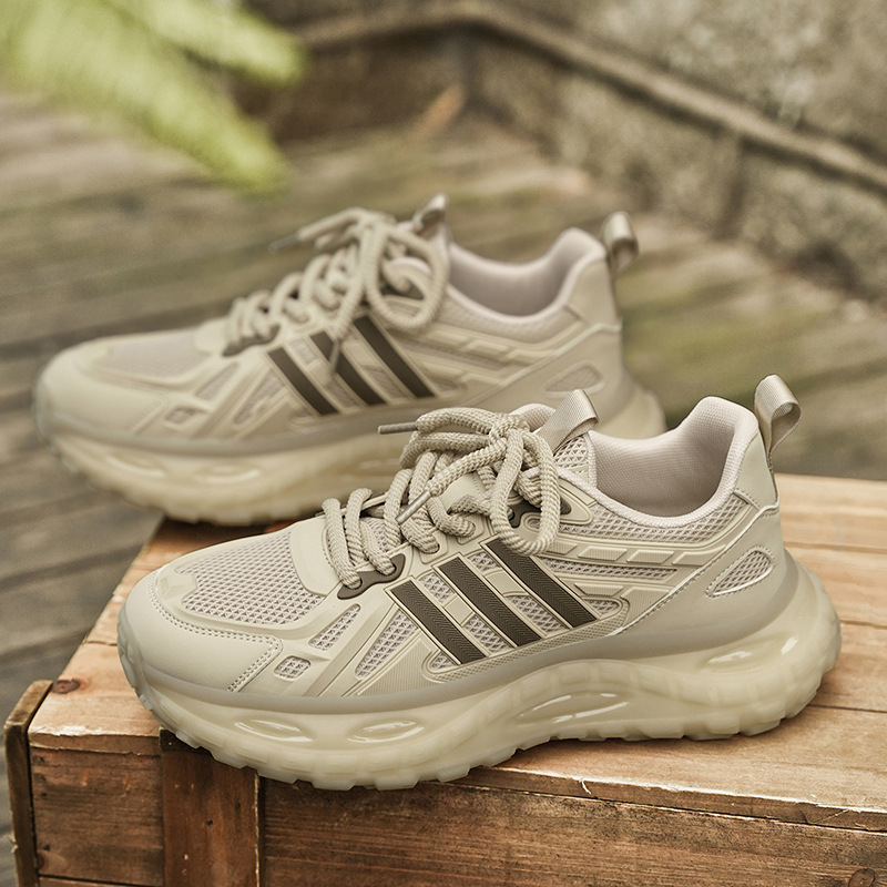 Personalidad de verano para hombres, suela de palomitas de maíz, malla, zapatos de papá transpirables, zapatos deportivos para correr para hombres de moda, zapatos pegajosos para hombres