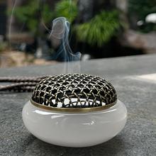 新中式藤编琉璃玉石香炉茶道家居摆件香薰炉香篆炉檀香复古风