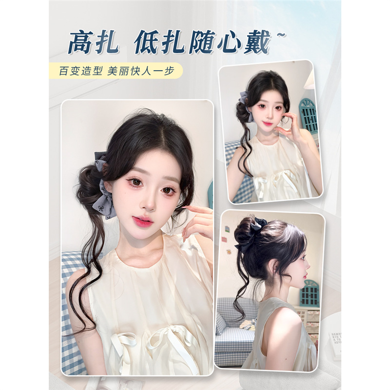 Pelotas cabeza pelucas anillo de cabello arco agarrar clip brotes de flores adornos de cabello de simulación natural perezoso disco afilado bolsa de cabello pelucas