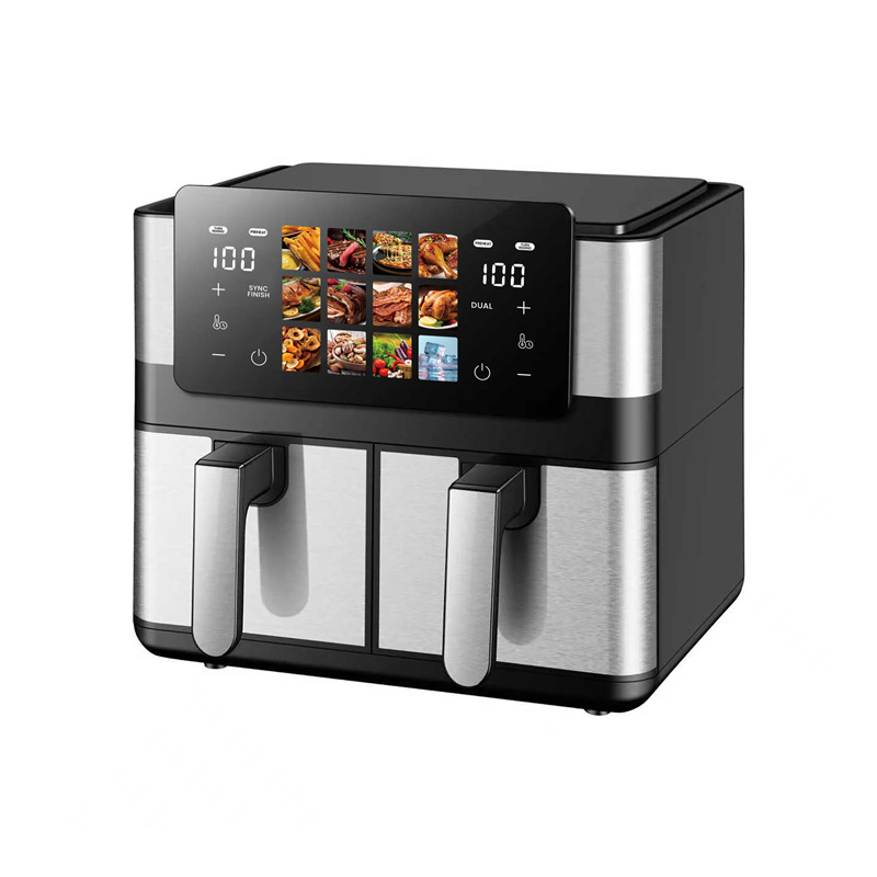 Cross-Border Air Fryer Household Multi-Functional Flip-Free Double Compartment 8L Large Capacity Visual Electric Fryer Smart French Fries Machine