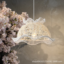 日式创意吊灯现代意大利草帽复古餐厅个性设计师民宿酒店藤编灯具