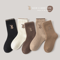 2023 Autumn Children's Socks Wholesale Cartoon Rabbit Medium Socks Korean Version Versatile Boys and Girls Socks Trendy Cotton Socks