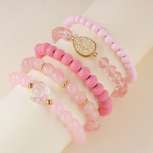 欧美五件套组合套装天然石水晶手链多巴胺女士系切面水滴手串