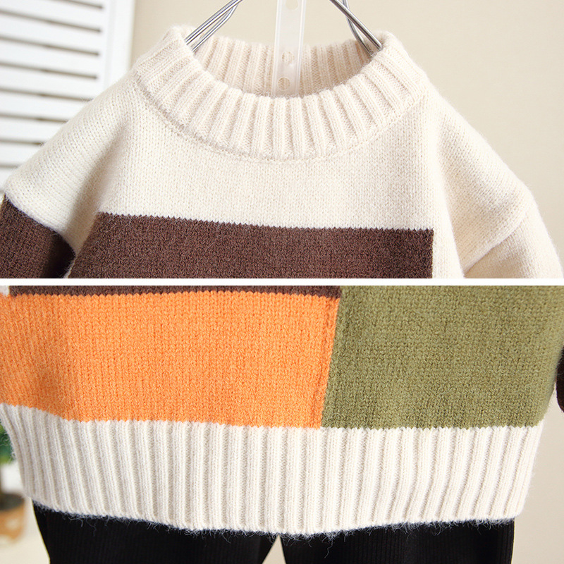6851 Suéter de punto cálido grueso para niños 2025 nuevo suéter exterior para niños de invierno, top de bebé, ropa de otoño e invierno
