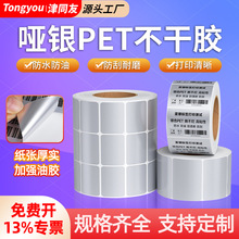 哑银标签纸油胶防水撕不烂PET不干胶标签电子器材亮白哑银龙贴纸