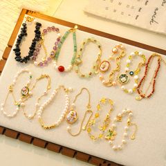 国潮新中国式瑪瑙緑松ブレスレット中古バロック油絵風淡水真珠ブレスレットドーパミン手飾り