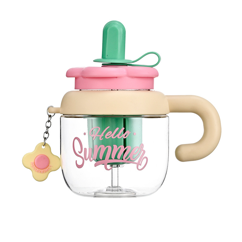 Vaso grande con flor y asa | Taza plástica resistente a altas temperaturas