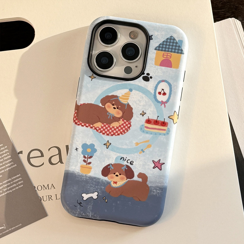 牛仔蓝小狗磁吸支架适用苹果iPhone16手机壳15promax复古14菲林17|undefined