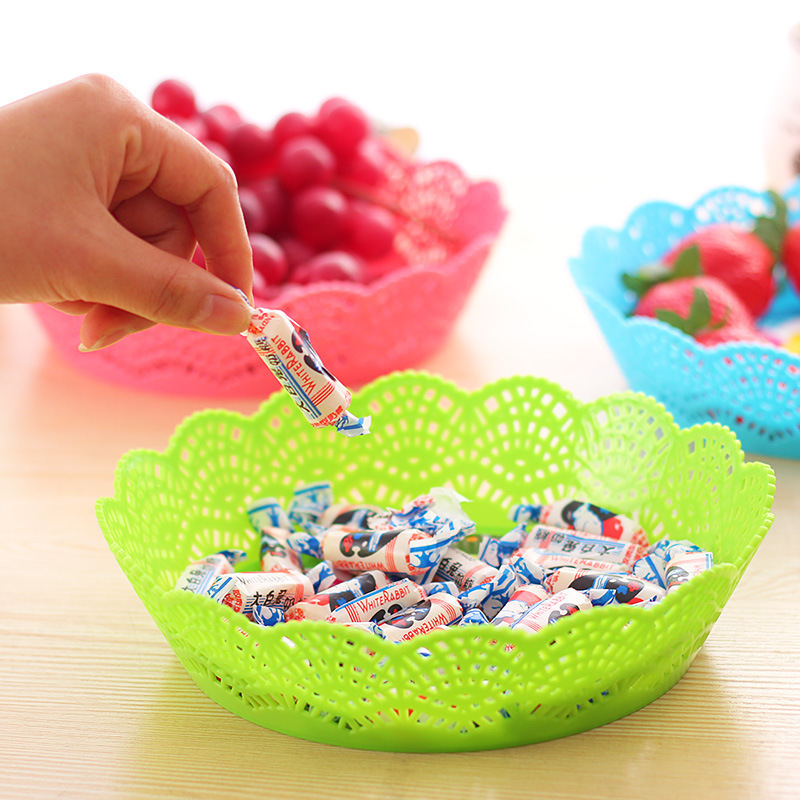 Patrón de encaje hueco de estilo europeo plato de frutas y verduras plato de dulces multifuncional plato de frutas secas y frutas plato de almacenamiento plato de frutas y verduras de cocina