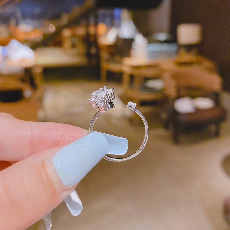 Fashion Simple Style Geometric Copper Plating Diamond Zircon Rings