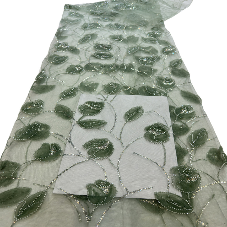Flores bordadas de disco, bordados de cuentas, vestido de boda, vestido de verano, tela de bordado de computadora, bordado de bordado image 9