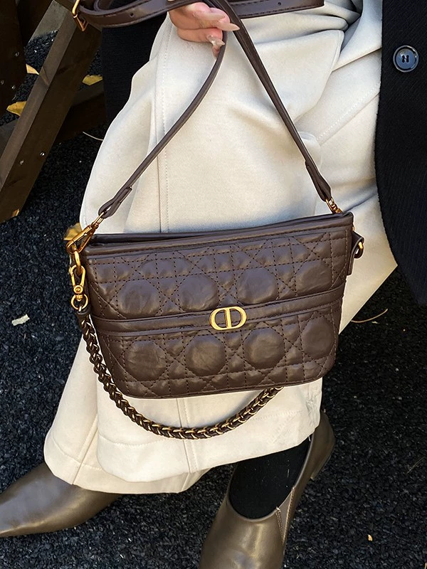 Плечевая сумка (в стиле Chanel) ретро с ромбовидной стёжкой, маленькая, 24×13×8,5 см