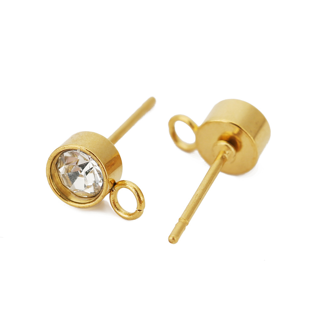 20 PCS/Package Quantity 20 PCS/Package Diameter 3mm Hole 2~2.9mm 304 Stainless Steel Zircon Geometric Polished Hook Earring Findings