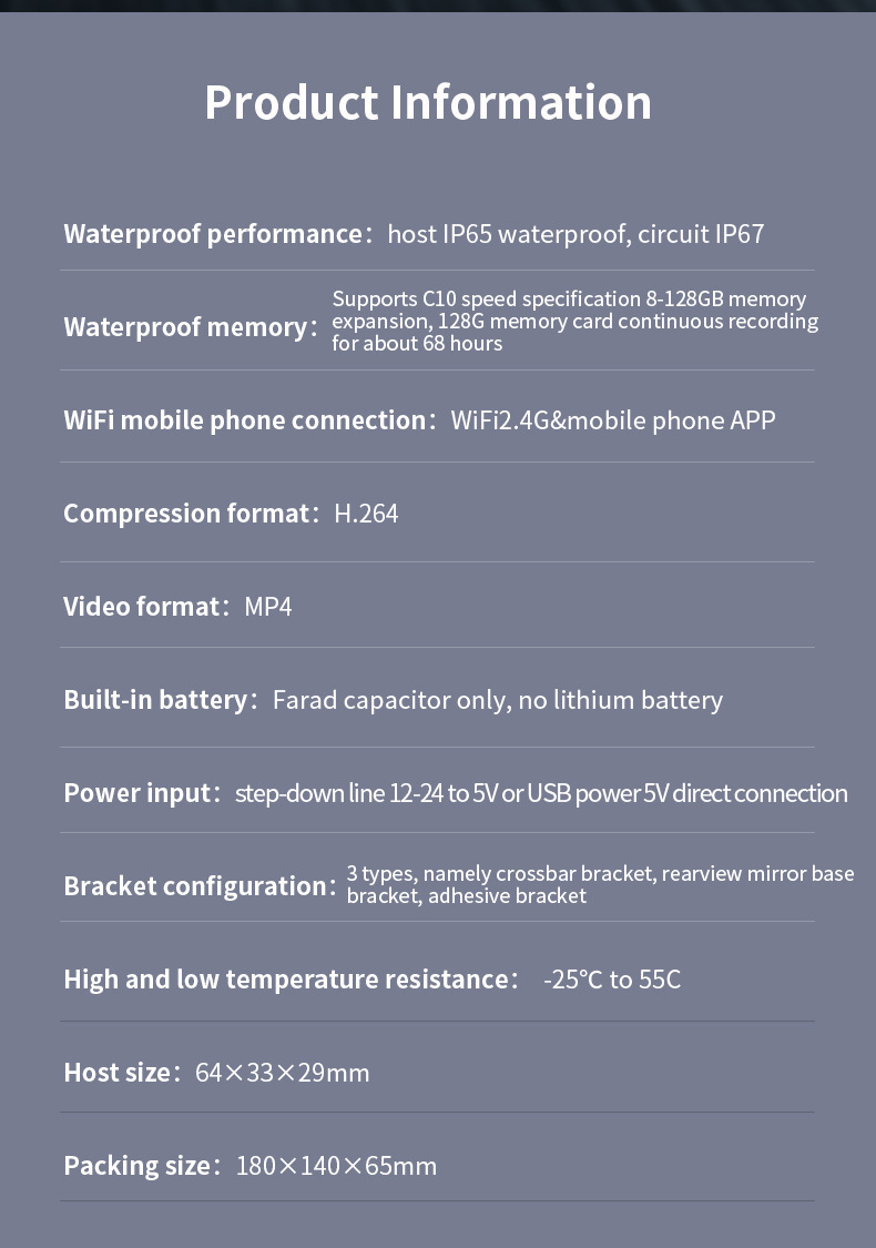 Cross-Border 2K Hd Night Vision Motorcycle Driving Recorder Bracket Waterproof and Dustproof Riding Recorder Wholesale