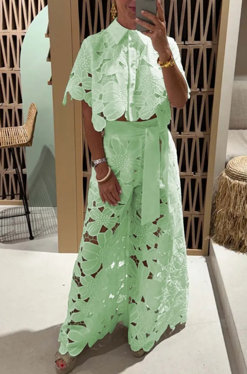 Summer Season Streetwear Style Holiday Women's Streetwear Solid Color Polyester Pant Co-ord Set Pants Sets