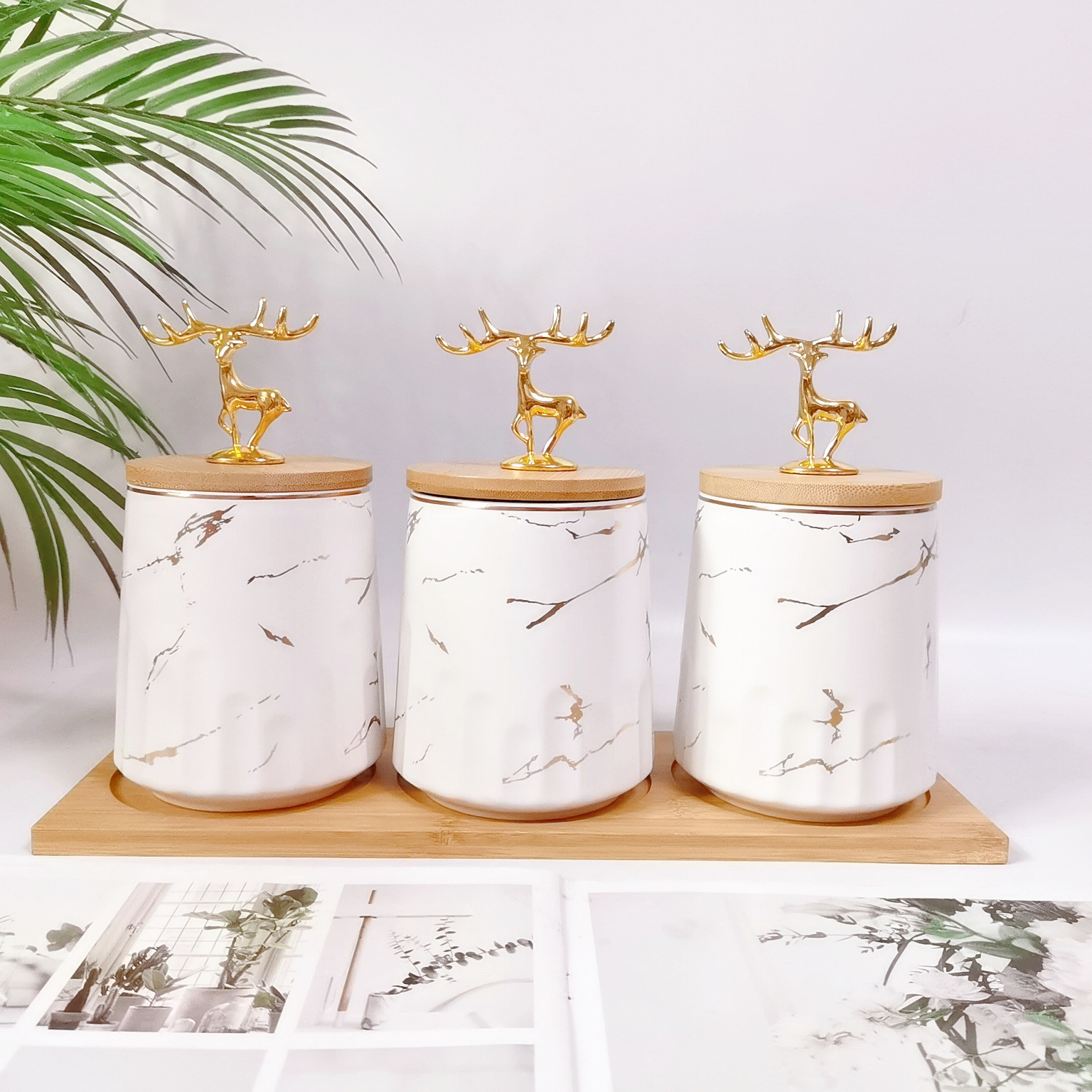 Tarro sellado de cerámica frasco de almacenamiento de exportación transfronteriza tapa de madera Tarro de almacenamiento de té condimento de cocina tarro de café tarro traje