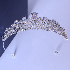 韓式新娘合金鋯石皇冠婚紗頭飾簡約兒童皇冠頭飾禮服配飾皇冠頭飾