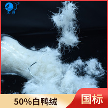 厂家供应普白50白鸭绒水洗大朵服装标准羽绒批发 量大从优