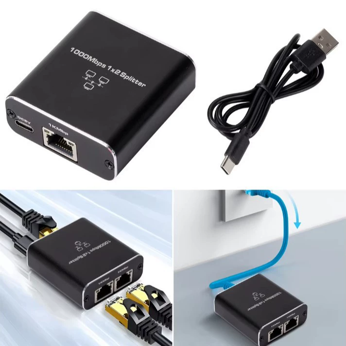 Гигабитный сетевой сплиттер/коммутатор RJ45 1→2→3→4, сетевой распределитель 1000M