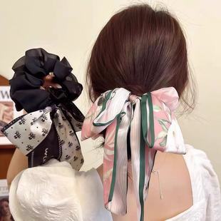 Floral bow large intestine hair band for women 2025 hair band headband to tie hair rubber band streamer headband does not hurt hair