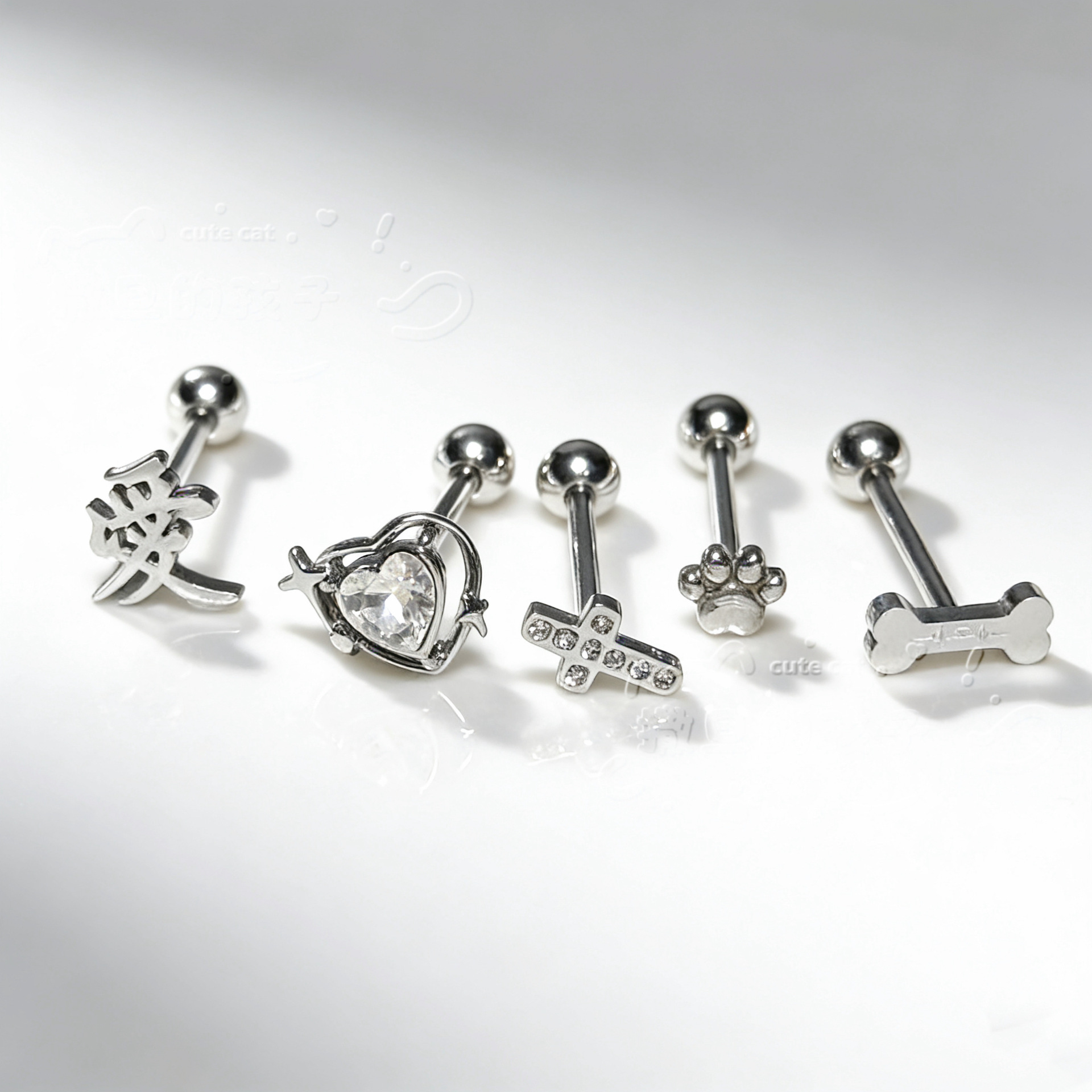 Satan's Children Cambridge Notes Tongue Piercing Barbell 12mm 1.6mm Stainless Steel Spicy Girl Style Tongue Ring detail image 8
