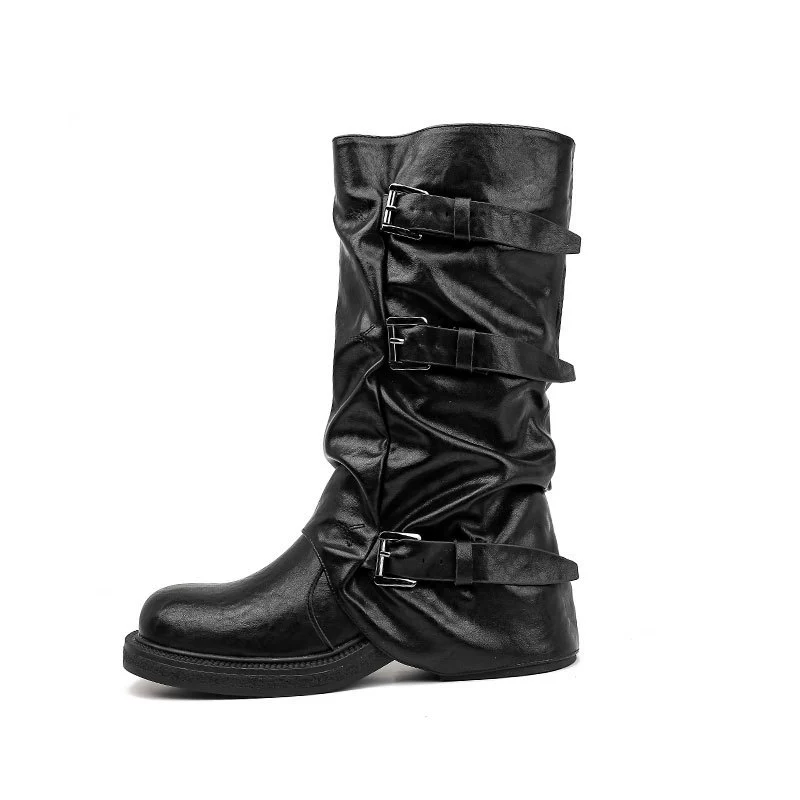 Высокие сапоги (Martens) деним, французский стиль, средняя/высокая голова, пряжка, размеры 35–40