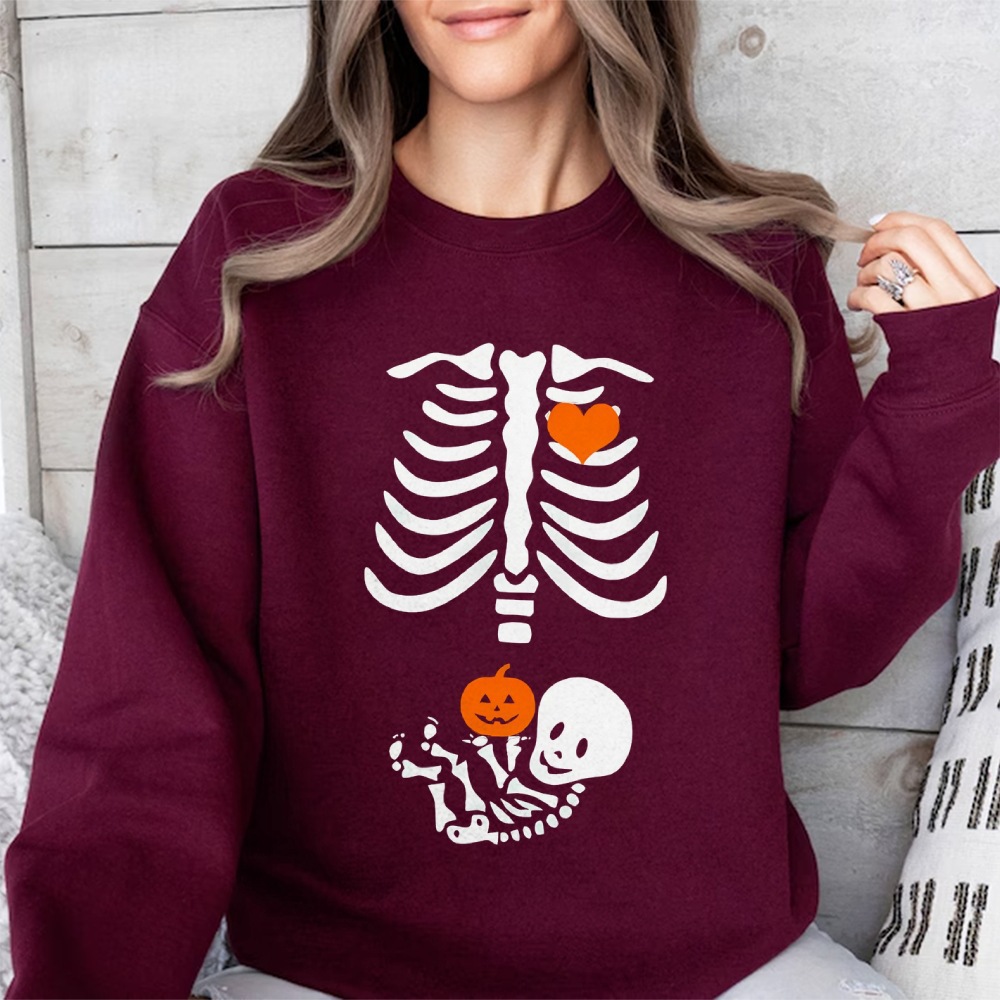 Skeleton Halloween Maternity Sweatshirt Funny Pregnancy